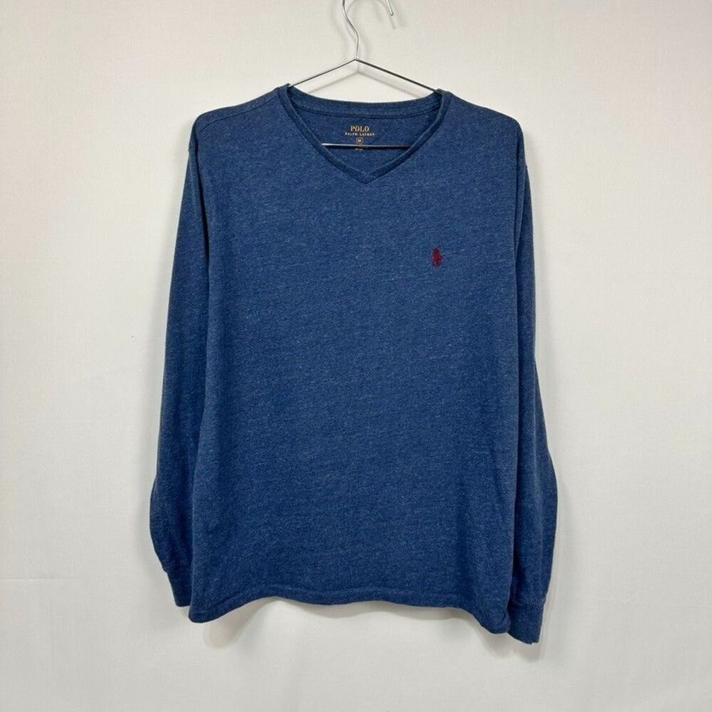Polo Ralph Lauren Shirt Mens Medium Blue Long Sleeve Red Pony Cotton T-shirt